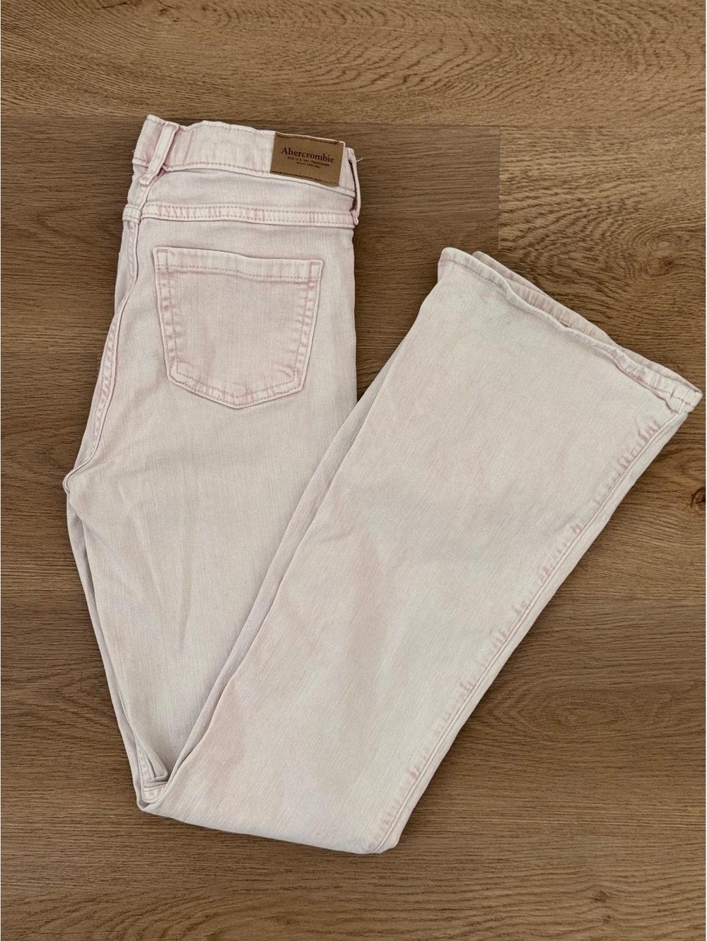 Abercrombie Kids High Rise Flare Jeans Size 15/16 in Light Pink